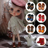 Handmade Shoes for Blythe, Solid Color High Top Leather Shoes