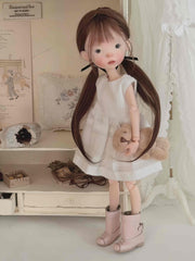 Eyelet Lace Blythe 1/6 BJD White Dress Set On Doll Display | ToastDoll