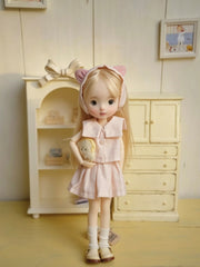 Pink Blue Cat Ear BJD Outfit - Handmade Doll Clothes - ToastDoll