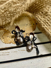Bow Beaded Leather Blythe Flats - Handmade Doll Shoes - ToastDoll