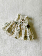White Green Floral OB11 Dress Set Detail | ToastDoll