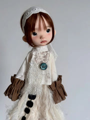 Vintage White BJD Set - Handmade Doll Clothes - ToastDoll