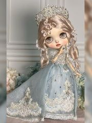 Sparkling Ice Trailing Blythe Gown - Handmade Doll Clothes - ToastDoll