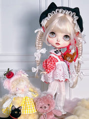 Cat Ear Red Plaid Blythe Set | ToastDoll