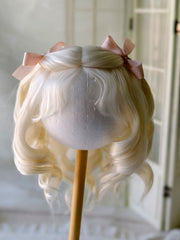 Close Up Of Short Light Gold Curly Hair Handmade Blythe Wig ToastDoll