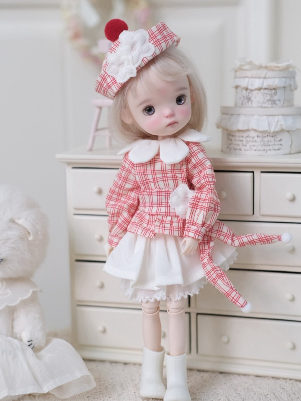 Red Plaid Blythe 1/6 BJD Dress Set | ToastDoll