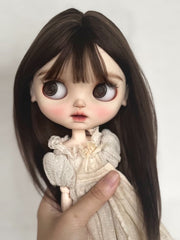 Handmade Blythe Wig, Black Straight with Bangs