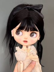 Handmade Blythe Wig, High Ponytail with Bangs