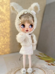 Handmade Outfit for Blythe/Obitsu, Cozy Bunny Knit Set