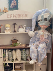 Baby Blue Circus Pajama Blythe Outfit Sitting Pose | ToastDoll