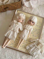 White Lace Trim Blythe BJD Dress - Handmade Doll Clothes - ToastDoll