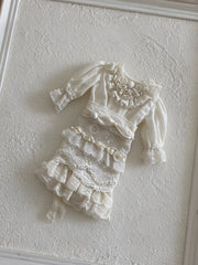 White Vintage Precious Blythe BJD Dress- Handmade Doll Clothes - ToastDoll