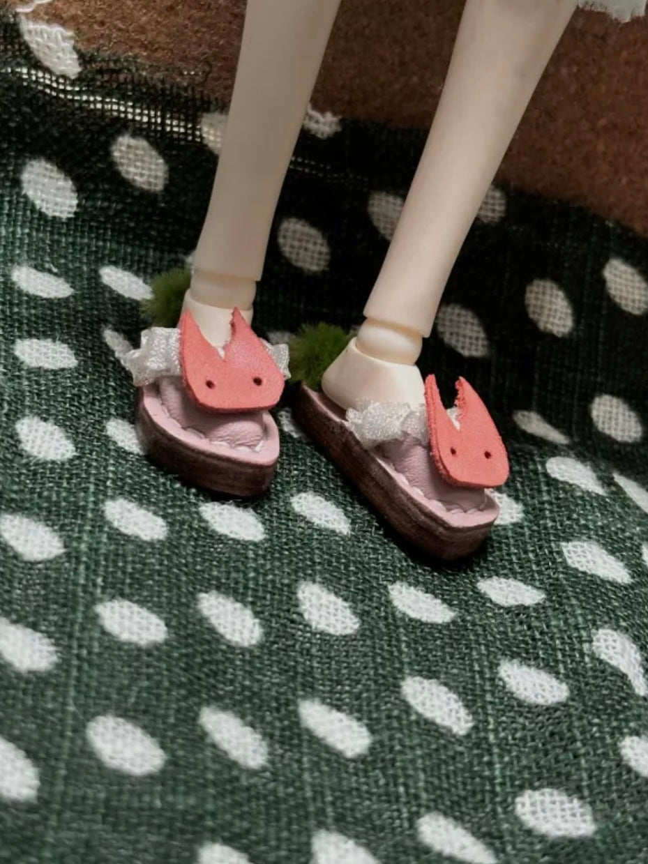 Pink Bunny Leather Blythe Slippers | ToastDoll