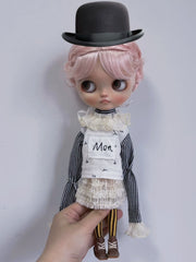 Striped Grunge Blythe 1/6 BJD Set On Doll Display | ToastDoll