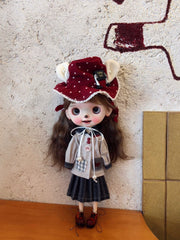Preppy Red Hat Blythe Outfit - Handmade Doll Clothes - ToastDoll