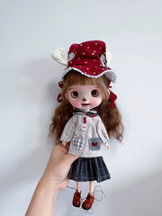 Preppy Red Hat Blythe Outfit - Handmade Doll Clothes - ToastDoll