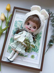 Green Plaid Bunny Blythe Outfit - Handmade Doll Clothes - ToastDoll
