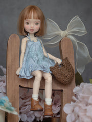 Handmade Outfit for 1/6 BJD/Blythe/Obitsu, Floral Sundress Headscarf Set