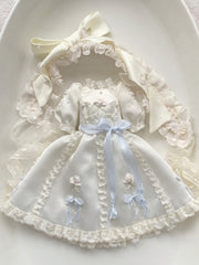 Floral Bow Applique Blythe 1/6 BJD Dress Back View | ToastDoll
