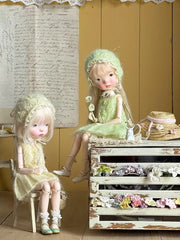 Green Yellow Knit BJD Dress Set - Handmade Doll Clothes - ToastDoll