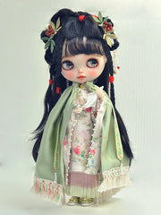 Floral Poet Hanfu Blythe BJD Outfit On Doll Display | ToastDoll