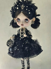 Luxury Elegant Noir Blythe Gown Set Standing Pose | ToastDoll