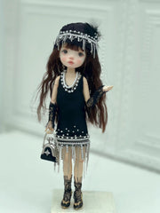 Noir Flapper Blythe 1/6 BJD Dress On Doll Display | ToastDoll