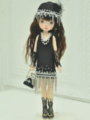 Noir Flapper Blythe 1/6 BJD Dress Front View | ToastDoll