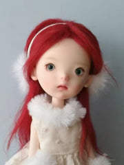 White Furry 1/6 BJD Headband On Doll Display | ToastDoll