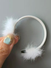 White Furry 1/6 BJD Headband Close-up | ToastDoll