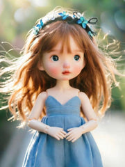Blue Butterfly 1/6 BJD Headband On Doll Display | ToastDoll