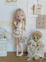 Light Yellow Cream Lace Tutu Blythe BJD Set | ToastDoll