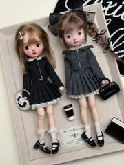 Preppy Pleated Shirt Blythe BJD Set - Handmade Doll Clothes - ToastDoll