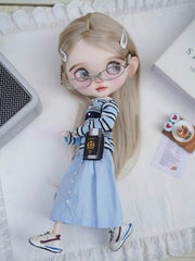 Striped Polo Blythe BJD Outfit - Handmade Doll Clothes - ToastDoll