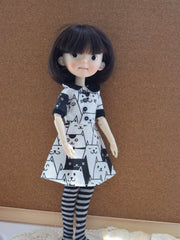 Printed Doodle Blythe BJD Dress - Handmade Doll Clothes - ToastDoll