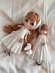 White Grid Blythe 1/6 BJD Dress Full Body View | ToastDoll