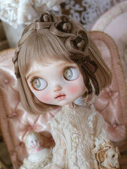 Handmade Blythe/BJD Wig, Bob with Heart/Braids and Bangs