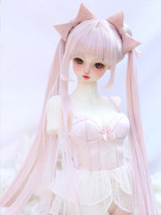 Handmade BJD Wig, Twin High Pigtails with Straight Bangs