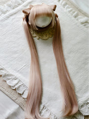 Handmade BJD Wig, Twin High Pigtails with Straight Bangs