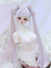 Handmade BJD Wig, Twin High Pigtails with Straight Bangs