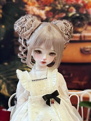 Handmade Blythe/BJD Wig, Short Bouncy Waves with Straight Bangs and Buns