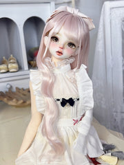 Handmade BJD Wig, Long Loose Curls with Bow