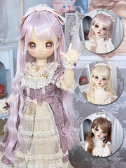 Handmade BJD Wig, Long Loose Curls with Bow