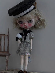 Handmade Outfit for Blythe/Obitsu/Pullip, Navy Plaid Set