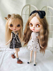Linen Polka Dot Blythe 1/6 BJD Outfit - Handmade Doll Clothes - ToastDoll