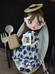 Retro Dot Blythe Navy Outfit | ToastDoll