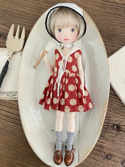 Orange-red Dotted Pleated 1/6 BJD Outfit | ToastDoll
