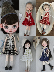 Dotted Pleated Blythe 1/6 BJD Outfit - Handmade Doll Clothes - ToastDoll