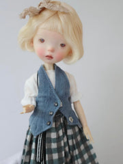 Plaid Denim Blythe BJD Outfit On Doll Display | ToastDoll