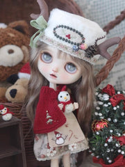 Red Embroidered Christmas Blythe Outfit | ToastDoll
